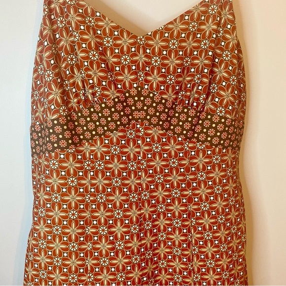 LOFT Rust BOHO Patterned Midi Dress Size 8 (NWT) - Picture 3 of 11